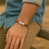 Bracelet jonc cuir tresse acier personnalisable