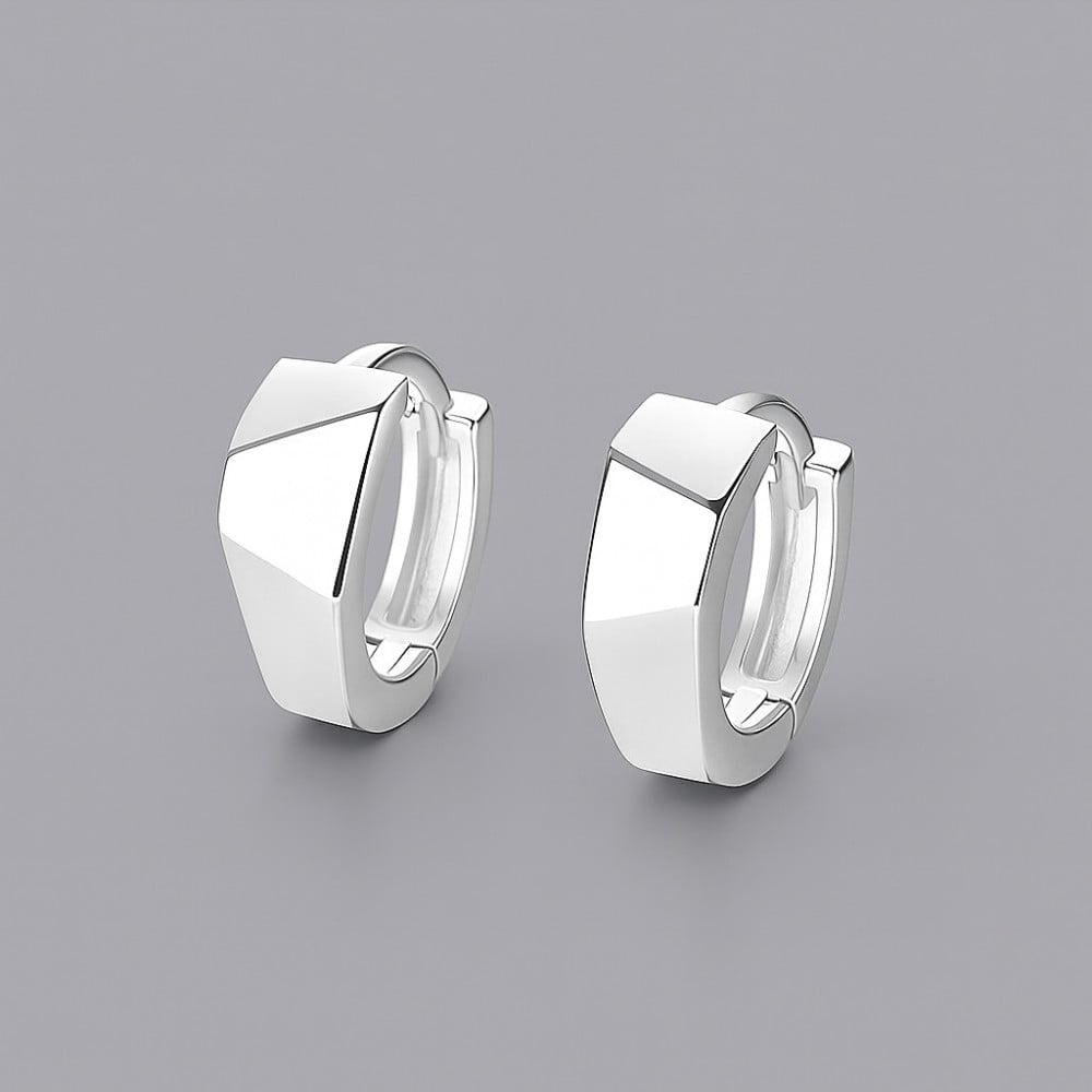 Boucles d'oreilles argent créoles carrés