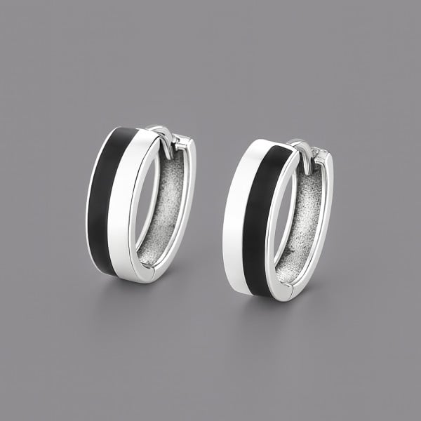 Boucles d'oreille argent creoles bicolore