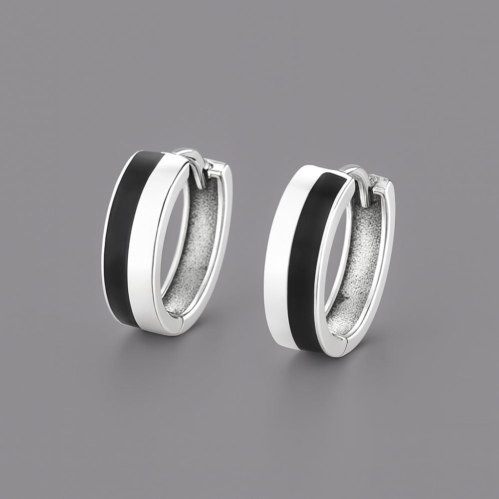 Boucles d'oreille argent creoles bicolore