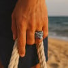 Bague argent homme chevaliere ouverte tete de loup