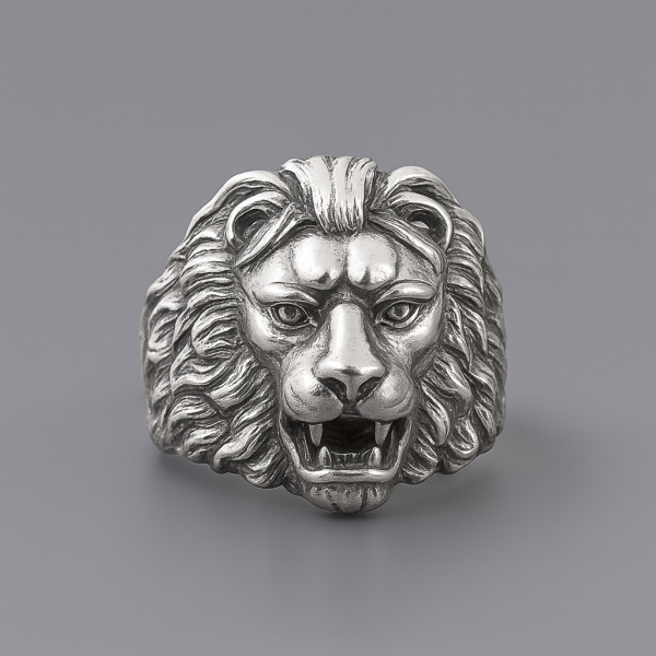 Bague Chevalière Homme Tête De Lion - Acier Inoxydable - Design Poli Vintage - Taille 57 - Style Biker Et Robustesse
