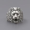 Anello da motociclista cavaliere in argento da uomo con testa di leone