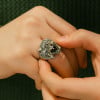 Bague chevaliere argent ouvert homme tigre