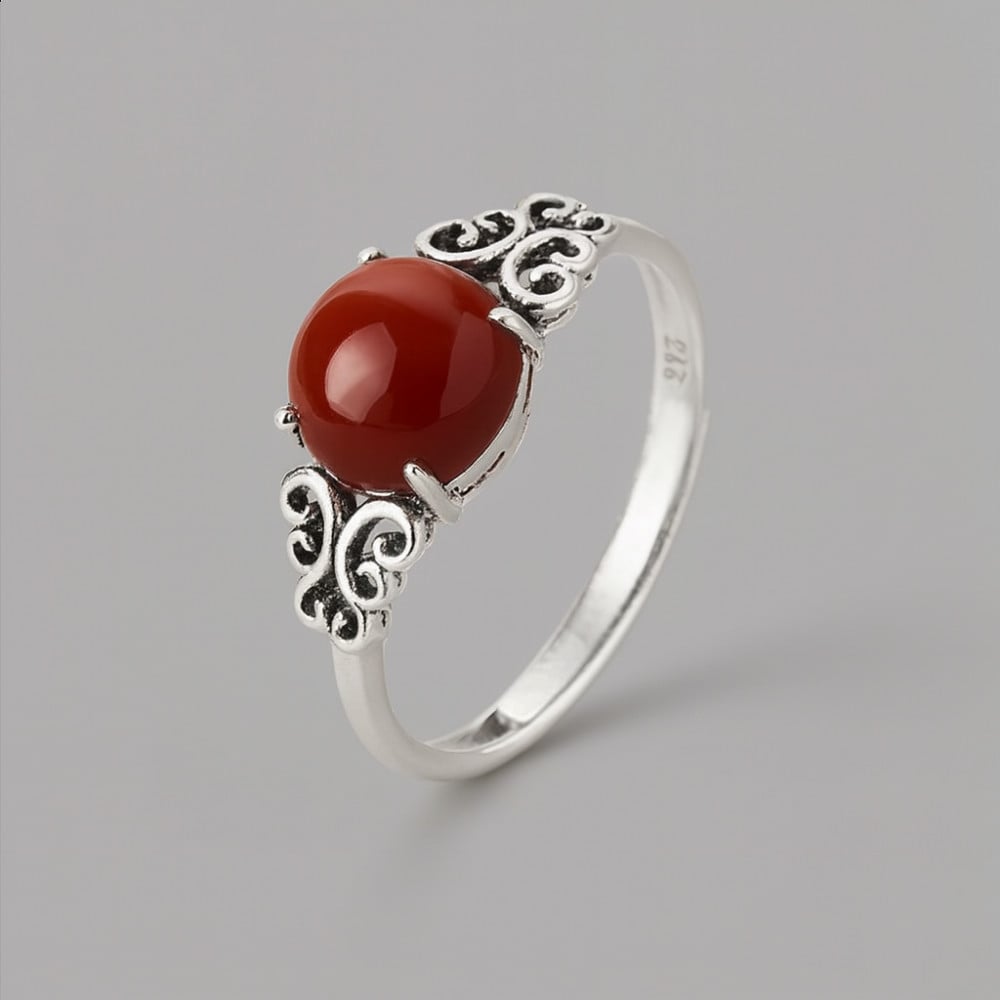 Bague argent celtique onyx rouge