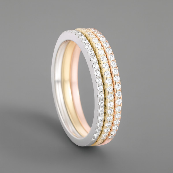 Bague 3 anneaux femme argent zirconium