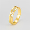 Anillo de pareja de acero chapado en oro circonio grabado personalizable
