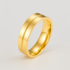 Anillo de pareja de acero chapado en oro circonio grabado personalizable