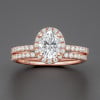 Bague de fiançailles femme double anneau argent zirconium ovale 3 couleurs