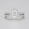 M Bague de fiançailles femme double anneau argent zirconium ovale 3 couleurs