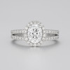 Bague de fiançailles femme double anneau argent zirconium ovale 3 couleurs