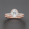 Bague de fiançailles femme double anneau argent zirconium ovale 3 couleurs