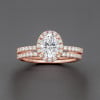 D Bague de fiançailles femme double anneau argent zirconium ovale 3 couleurs