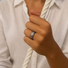 Bague Alliance Tungstène brossé et ligne bleue Finition Brossée - Gravure offerte