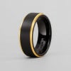 8mm Bague personnalisee tungstene homme finition brosse noir bleu