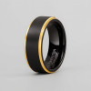 8mm Bague personnalisee tungstene homme finition brosse noir bleu