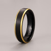 6mm Bague personnalisee tungstene homme finition brosse noir bleu