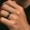 Anillo de ópalo de tungsteno fino, elegante alianza de boda personalizable