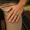 Bague personnalisee anneau homme femme tungstene turquoise