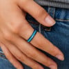 Bague personnalisee anneau homme femme tungstene turquoise