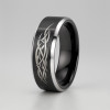 Bague homme anneau noir tungstene motif celtique personnalisable