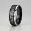Bague homme anneau noir tungstene motif celtique personnalisable