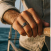 Bague homme anneau noir tungstene motif celtique personnalisable