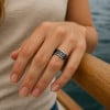 Bague homme anneau noir tungstene motif celtique personnalisable