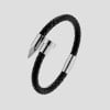 A Bracelet homme cuir tresse jonc clou fermoir acier