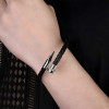 Bracelet homme cuir tresse jonc clou fermoir acier