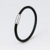 Bracelet jonc cuir tresse fermoir dragon acier