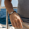 Bracelet jonc cuir tresse fermoir dragon acier