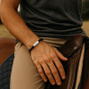 Bracelet jonc cuir tresse fermoir dragon acier