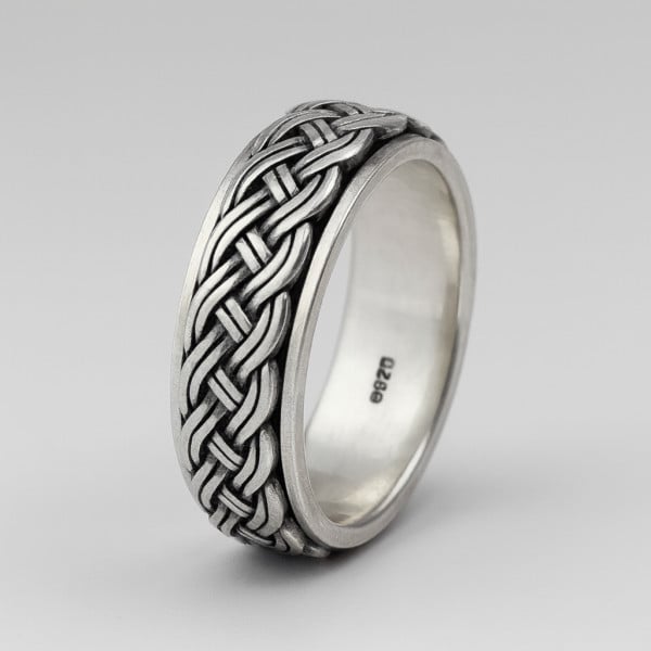 Bague anti-stress homme argent 925 – Anneau tournant celtique 2768