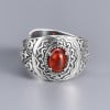 Bague argent ouvert chevaliere homme onyx ovale rouge motif croix