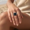 Bague argent ouvert chevalière homme onyx noire