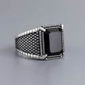 Bague argent ouvert chevalière homme onyx noire