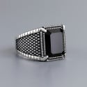 Bague argent ouvert chevalière homme onyx noire