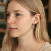 Boucles d'oreille argent creoles résine noire