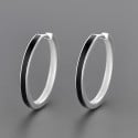 Boucles d'oreille argent creoles résine noire