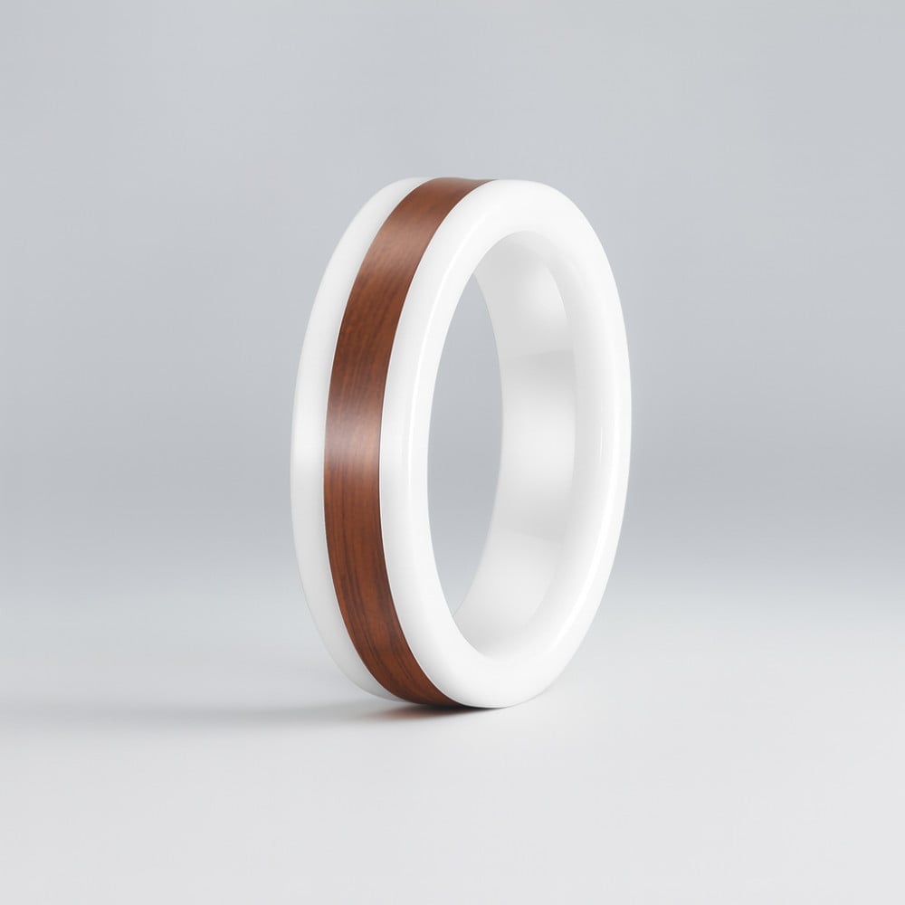 Bague CERANITY En Plaqué Or Et Céramique Blanche Avec Oxydes - AE