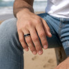 6N Bague personnalisee homme anneau alliance dome tungstene