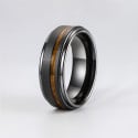 Customizable Brushed Black Tungsten Ring with Oak Wood