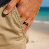 Customizable wood line faceted brushed tungsten ring (Dupliqué)