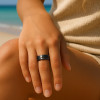 Customizable wood line faceted brushed tungsten ring (Dupliqué)