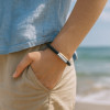 Bracelet jonc cuir tresse fermoir dragon acier