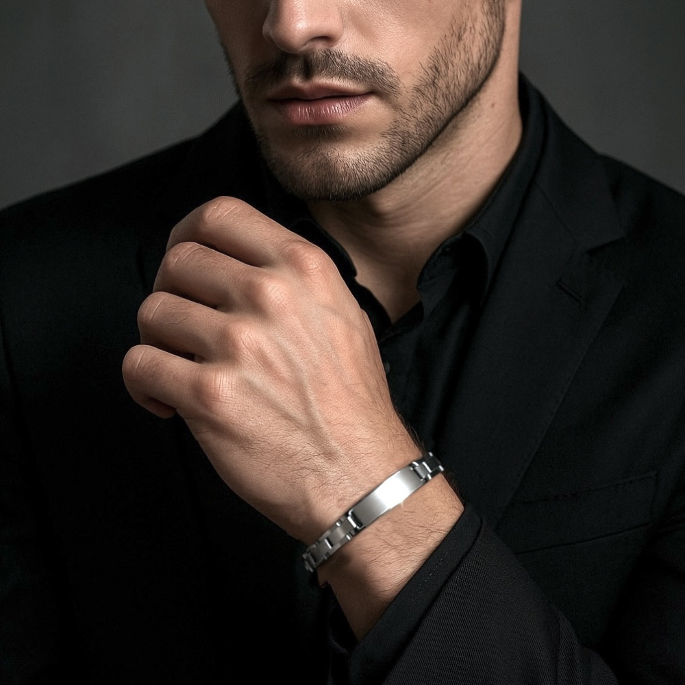 Men's Stainless Steel ID Bracelet – Free Personalized Engraving - 1522