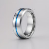 N Bague homme tungstene rainure central plaque bleu personnalisable