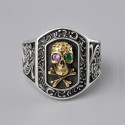 Anillo hombre plata caballero calavera abierta