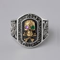 Bague argent homme chevaliere ouverte tete de mort